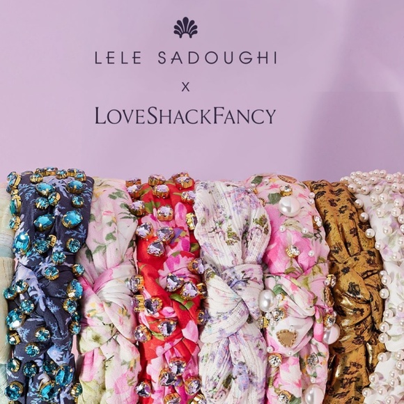 Lele Sadoughi X LoveShackFancy  Headband NWT Pastel Cloud Pearl